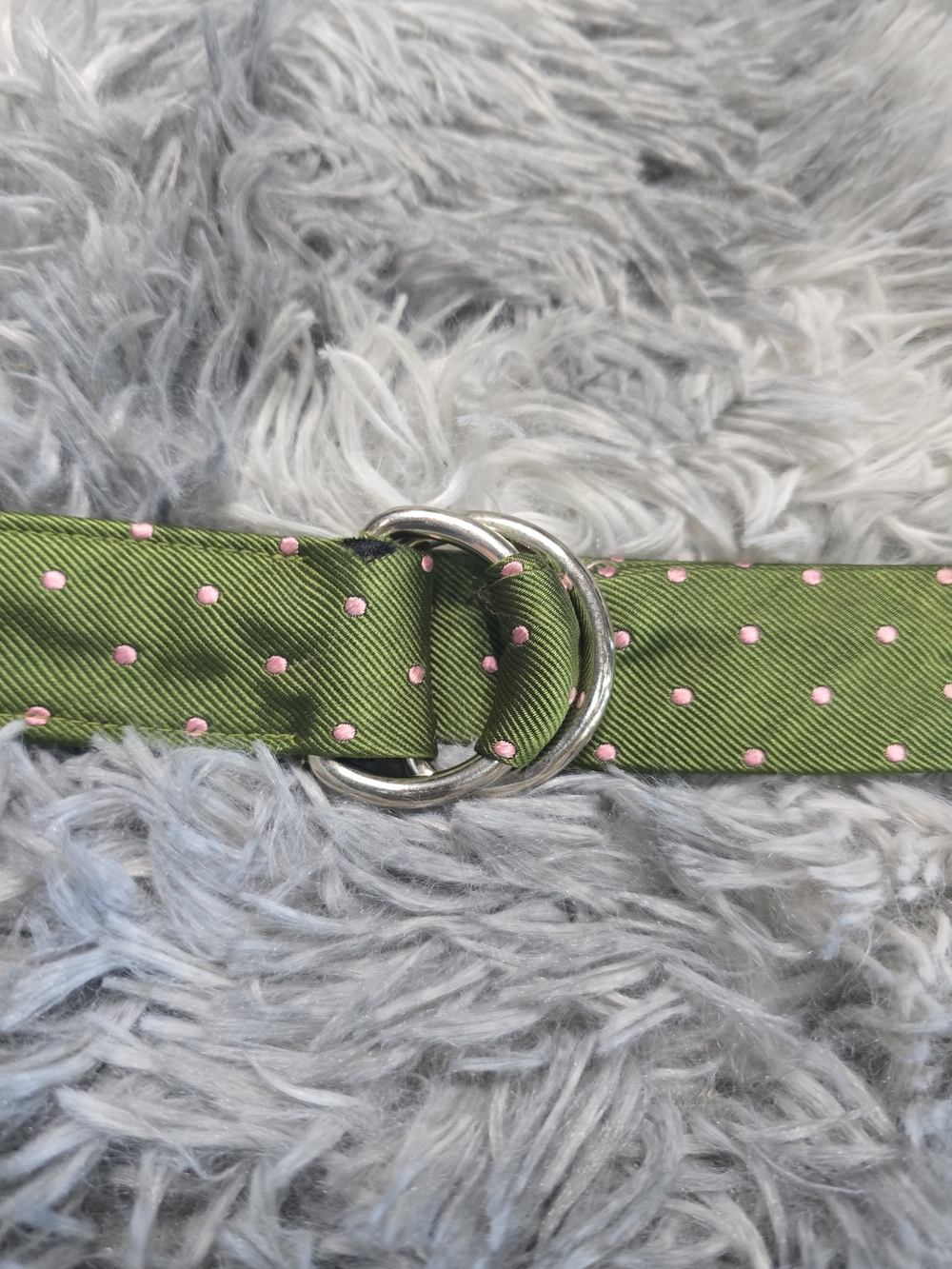 J. Crew Olive Green Polka Dot Web Belt with Double Ring Buckle - Picture 3 of 7
